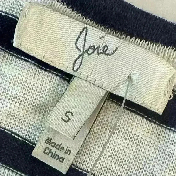 JOIE Keirraih Stripe Black White Linen Tee Women's Size S NWOT - Picture 7 of 7